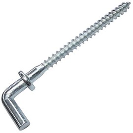 AERZETIX - C48203 - Set of 10 screw hooks in shape L for wood with washer - with wood thread - Ø4.4x69mm - made of galvanised steel - for fixing walls ceiling