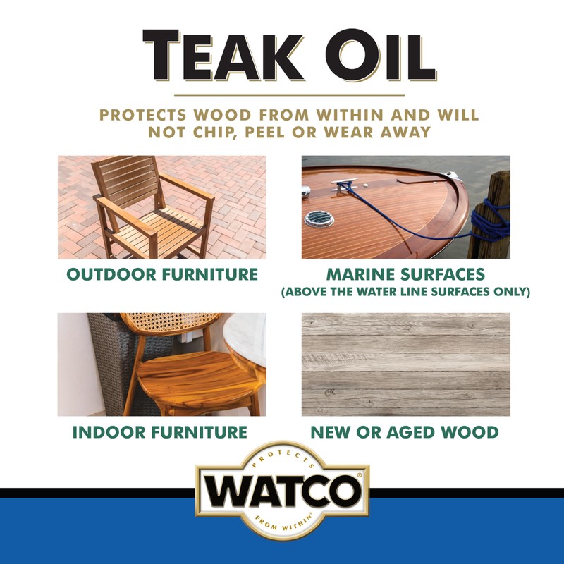 Watco Teak Oil Wood Finish, Gallon, Clear, 2 Pack