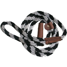 Lone Wolf Slip Lead with Leash and Collar for Pets, 1/2 by 6-Feet, Black/Silver Spiral