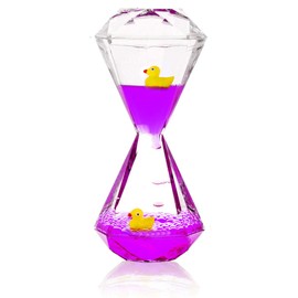 YUE Motion Liquid Motion Bubbler Floating Sea Creatures, Diamond Shaped Liquid Timer for Fidget Toy,Autism Toys, Children Activity, Calming Relaxing and Home Ornament (Purple Liquid with Duck Toys)