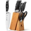 7Pcs Ultra Sharp Kitchen Knife Set, Acacia Wood Block with