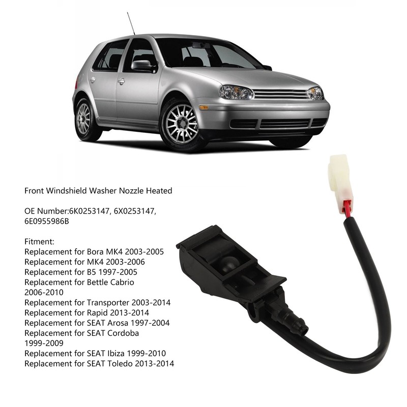 1Pair Front Windshield Washer Nozzle Heated 6E0955986B Durable Anti Crack