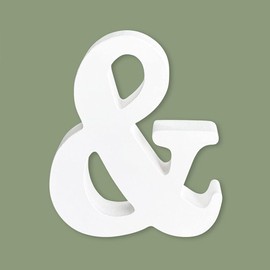 White Wooden Letter 10cm Large Wooden Alphabet Free Standing Wooden Letters for Arts Crafts Home Decor Children's Names Display, ＆