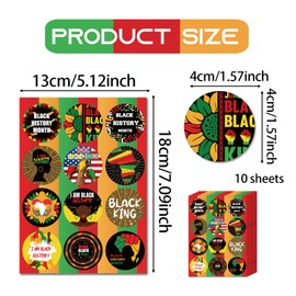 120pcs Black History Month Stickers Independence and Freedom Sticker Decal for Kids Black History Label Crafts for African American Celebrate Black History Party Favors Decorations