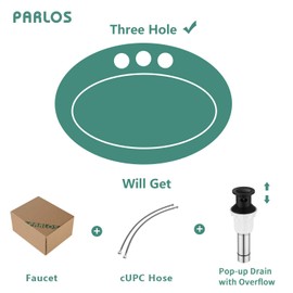 PARLOS Waterfall Widespread Bathroom Faucet Double Handles with Metal Pop Up Drain & cUPC Faucet Supply Lines, Oil Rubbed Bronze , Demeter 1431803