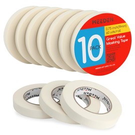MEEDEN 10 Packs White Artist Tape, 0.75" with Total 1804.5FT (550m) Masking Art Tape for Watercolor Painting Drafting Canvas Framing, Acid-Free Painters Tape, General Purpose for Craft, Office, School