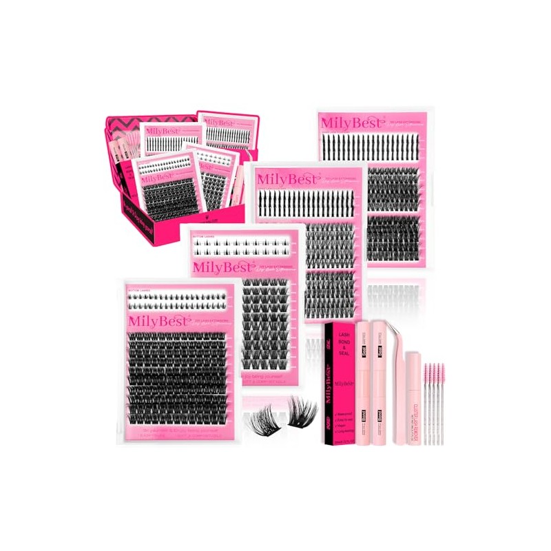 MilyBest Lash Clusters Kit 808Pcs Eyelash Clusters with Spikes and