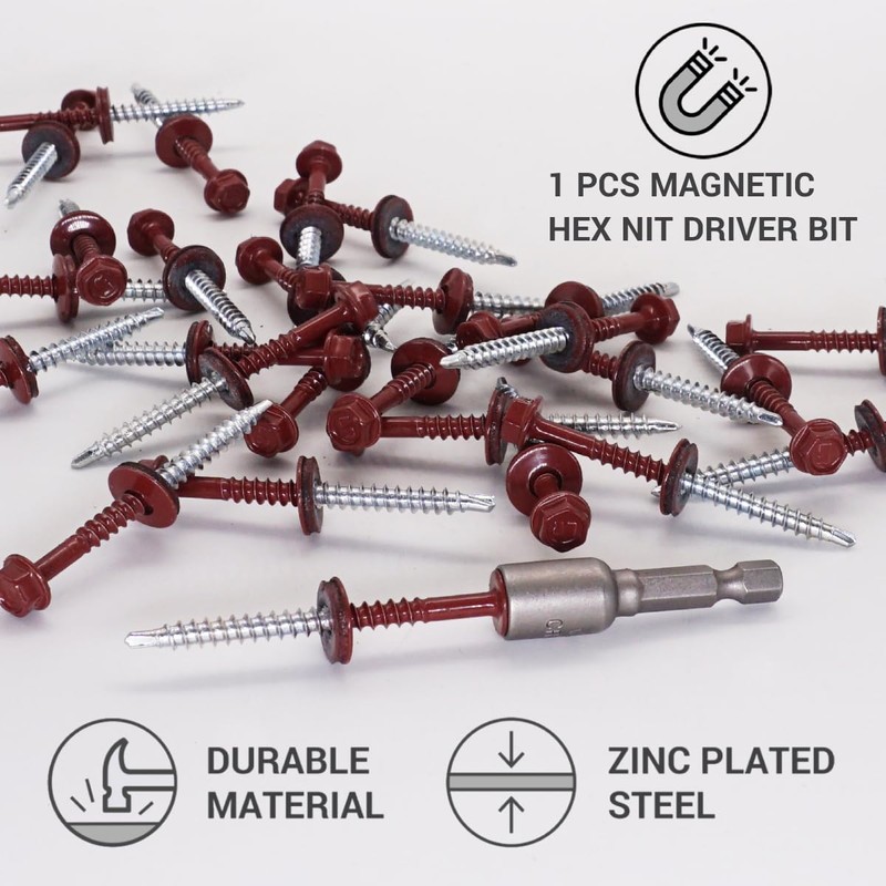 SKIR'CO (Pack of 50) Painted Roofing Screws 4.8 x 60