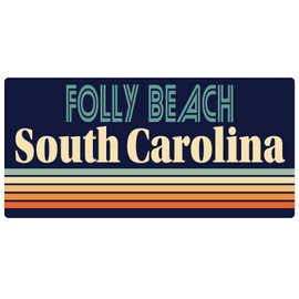 Folly Beach South Carolina 5 x 2.5-Inch Fridge Magnet Retro Design