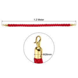 PATIKIL Stanchion Rope, 1.2m/3.9Ft Barrier Rope Twisted Post Ropes for Posts Stands Queue Divider Crowd Control of Hotel, Red Golden