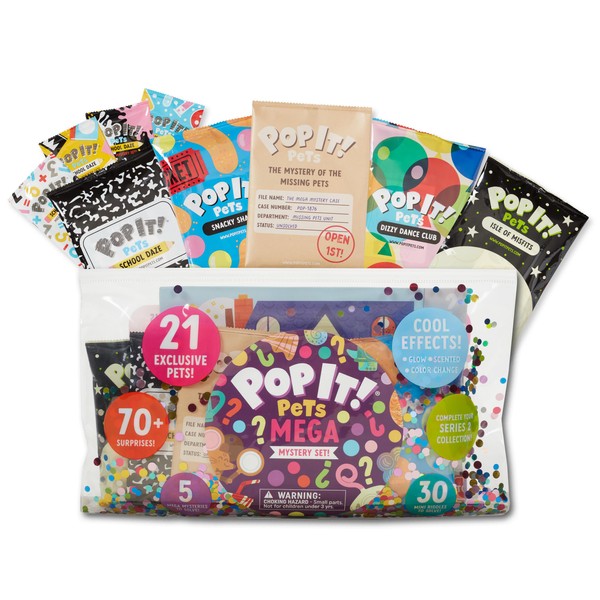 Pop It! Pets - Season 2 - The MEGA Pack - The Ultimate Sensory Fidget Toy - Popping Bubbles and Adorable Characters - Collector map with Cards and Stickers from Buffalo Games