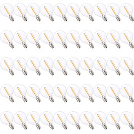 FLSNT - Bombillas LED de repuesto para luces de cadena para exteriores, G40 Globo LED de candelabro, 2700 K, blanco suave, 1 W (equivalente a 5 W), 50 lúmenes, base E12, no regulable, paquete de 50