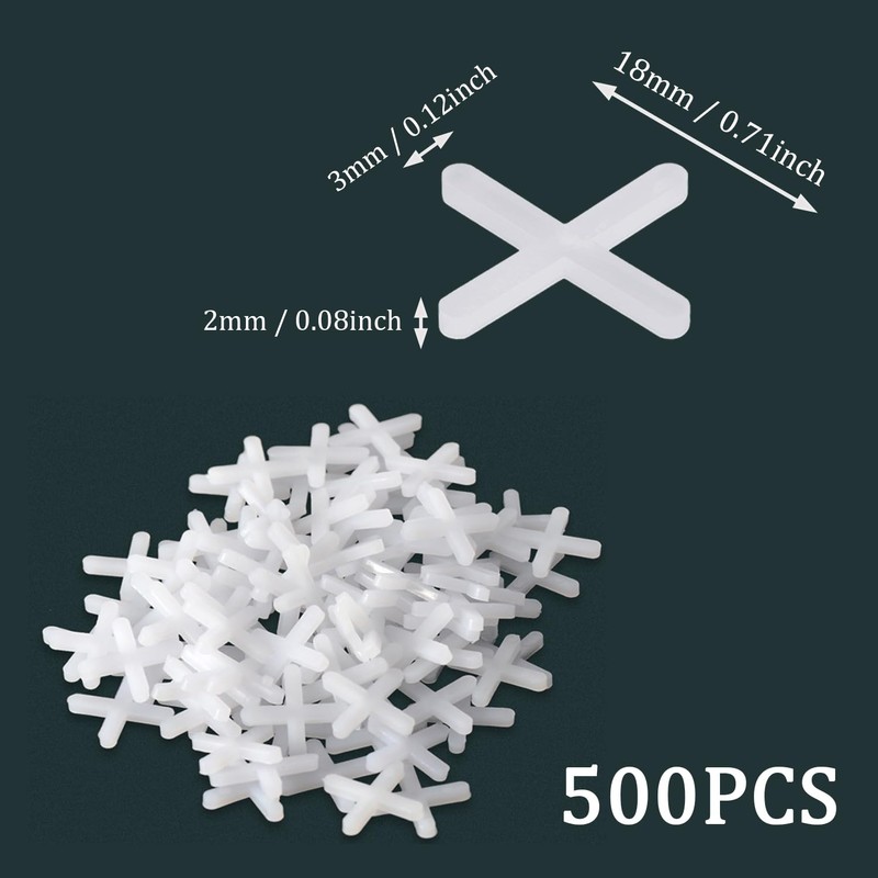 SYEYCW 500 Pcs Tile Spacers 3mm, White Slab Spacers, Plastic