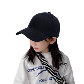 ITODA Kid Baseball Cap Breathable Summer Sun Hat Lightweight Travel Sports Hat Adjustable Cotton Cap Sun Protection Hat Peaked Cap Boys Girls for 4-8 Year Old (Black)