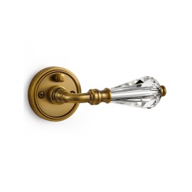 SORWDUERM 2 Pack Antique Brass Glass Door Lever Privacy Crystal Door Levers Door Lever Interior Door Handle for Bedroom and Bathroom,Zinc Alloy