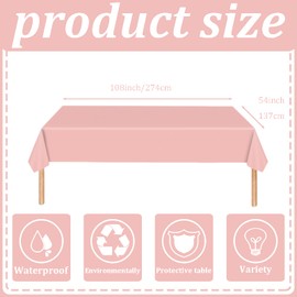 POPOYU Pink Party Tablecloth,Large Baby Pink Table Cover,Pink Party Tableware Decor Pink Table Cover Pink Table Cloth for Baby Shower Kids Girls Birthday Wedding Party Supplies Table Decoration