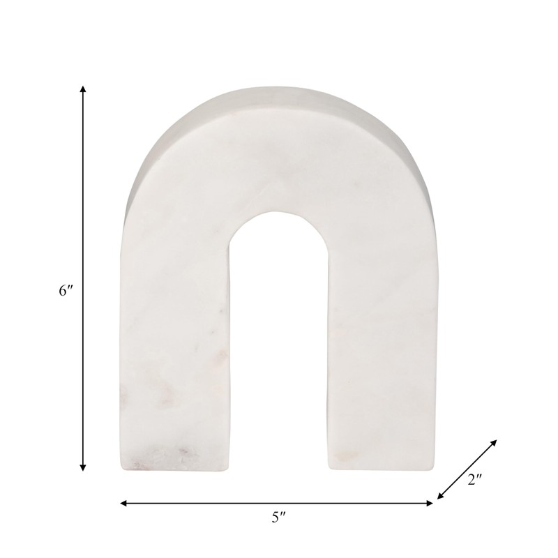 Sagebrook Home Marble, 6" H Horseshoe Tabletop Decor White, Horseshoe,
