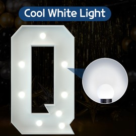 imprsv 3FT Marquee Light Up Letters, Cool White Light Up Letters Q, Large Marquee Letters for Party Decorations, Letters Lights Alphabet, Giant Letters for Events, Birthday Wedding Decor