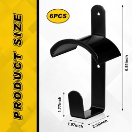 Hicarer Horse Bridle Rack Black Bridle Holder with Hook and Screws Wall Mount Bridle Hooks Metal Bridle Bracket for Horse Barn Tack Room Stall Storage Horse Race Derby Day Supplies (6)