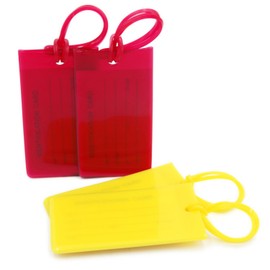 4 Packs Colorful Flexible Travel Luggage Tags for Baggage Bags/Suitcases - Name ID Labels Set for Travel - 2*Yellow+2*Red