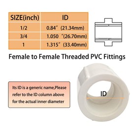 YSIL 10PCS 1 Inch Female to Female Threaded PVC Fittings PVC Coupling Pipe Connectors,White