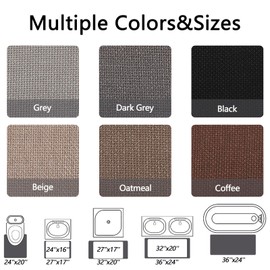 Bathroom Rugs, Bath Mats for Bathroom Non Slip Washable, Quick Dry, Water Absorbing, Fits Under Door, Ultra Thin, Rubber Backing, Low Pile, Cozy Cloth Cotton, Ideal for Shower, Sink-Black,27''x17''