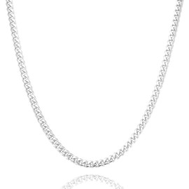 Silver Necklace for women men 3.5mm Cuban Chain 925 Sterling Silver Clasp Cuban Chain Silver Chain for men 16/18/20/22/24/26/30 Inches(30)