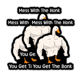 STICKYAME (3pcs) Mess with The Honk You Get The Bonk Sticker, Strong Duck Stickers, Funny Animal Sticker, Water Assitant Humor Stickers Decals for Laptop Phone Water Bottles, Meme Stickers (Size 2")