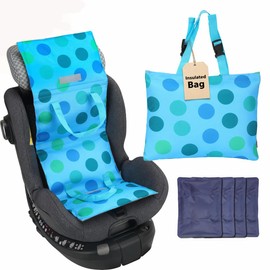 Almohadilla de refrigeración para asiento de coche de bebé, con bolsa aislada, reutilizable, enfriador de asiento de coche, para cinturones de seguridad de coche, 4 paquetes de gel extraíbles