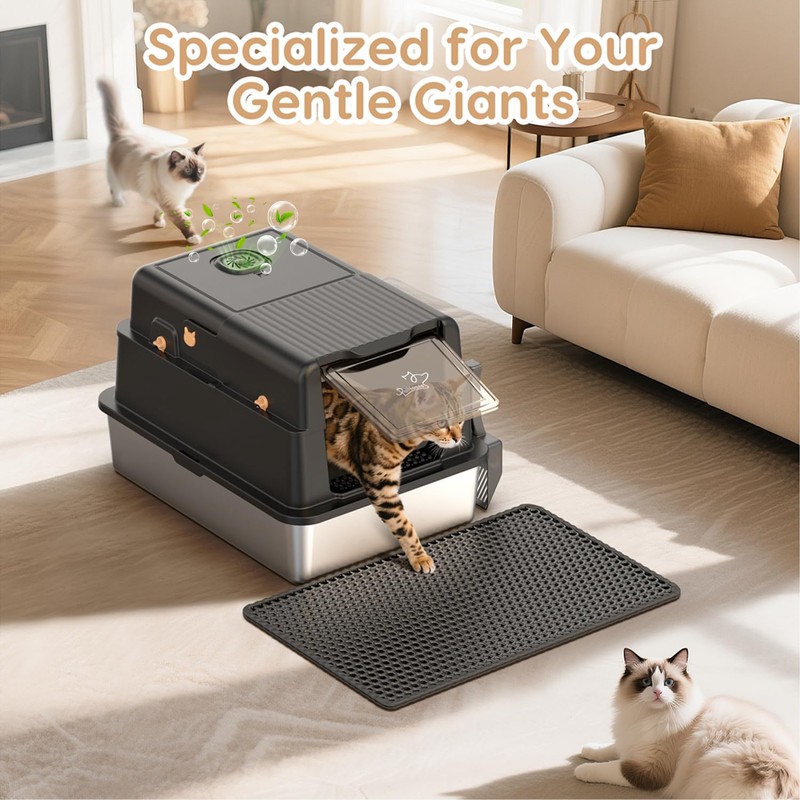 L8 Max-XXXL Stainless Steel Litter Box with Lid, 28" L