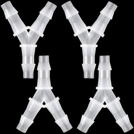 PAGOW 4 Pcs Hose Barb Fitting, 1/4" Plastic Hose Barb Tee 3 Way Y Shape Barbed Fitting for Air Line Tubing Pipe, Oxygen Tubing Pipe, Household Fuel, Gas, Water