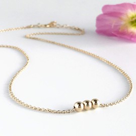 Austin Down to Earth, Layering Necklaces for Women, 14k gold filled or Sterling Silver Layered Necklace, Three Ball Choker, Simple Stacked, Trendy Jewelry, Minimalist, Popular (gold, 18-20 inches)