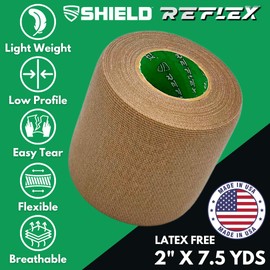 Shield Cleat Spatting Tape | Ankle Tape, Stretch Athletic Tape, Tear by Hand, Made in USA, Thin, Flexible, Elastic Sports Tape, 6 Pack (Beach Beige, 2 Inch)