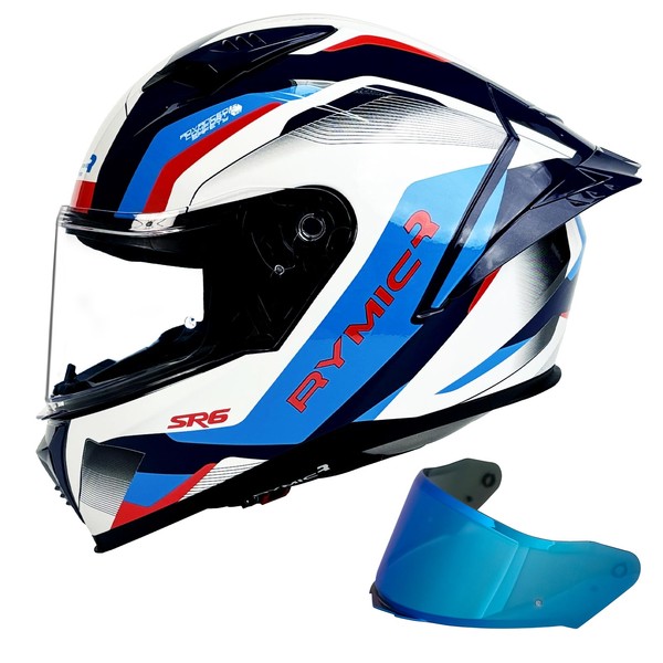 Rymic SR6 Full Face Motorcycle Helmet, Equipped with Clear &