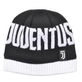 Cappello Cuffia Jacquard Baby con Scritta Juventus, Logo Applicato in Gomma e Interno in Morbido Cotone. Prodotto Ufficiale Juventus.