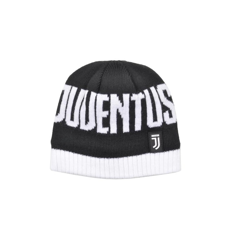 Cappello Cuffia Jacquard Baby con Scritta Juventus, Logo Applicato in