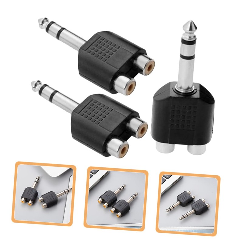 Kisangel 3pcs RCA to Audio Splitter Adapter Dual RCA to