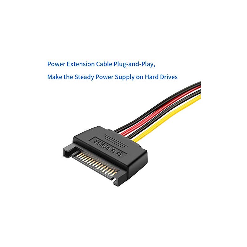 Multibao 15 Pin Sata Male to 2 Sata Female Power