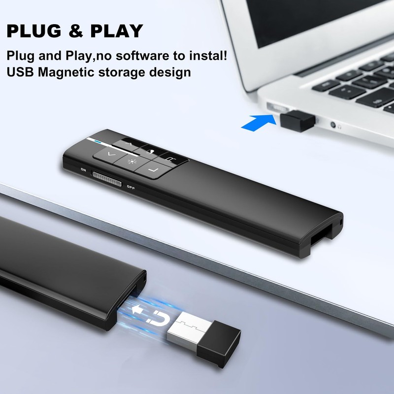 Norwii N99 Air Mouse Presentation Clicker with Pointer, Rechargeable Clicker