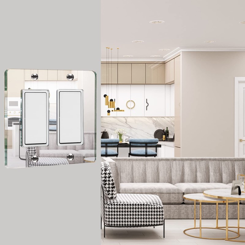 Silver Mirrored Switch Cover - Durable Acrylic Decorative Double Gang