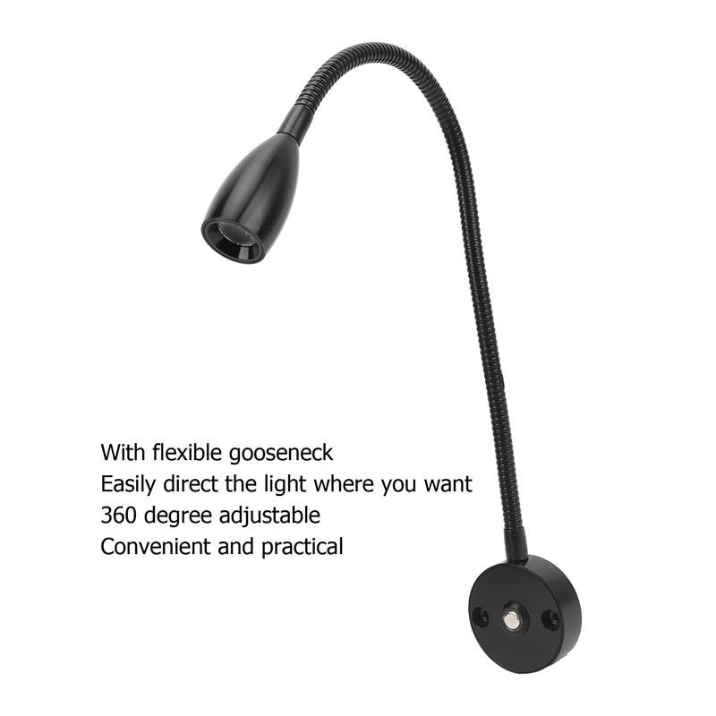 LED Reading Light 3W Wall Mount Reading Lamp Flexible Gooseneck
