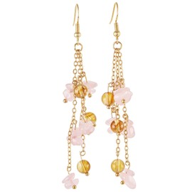 Nupuyai Crystal Earrings Hanging Gold for Women Tumbled Stones Drop Tassel Dangle Earrings Fish Hook Earrings Reiki Stone Jewellery, Stone, Citrine, rose quartz
