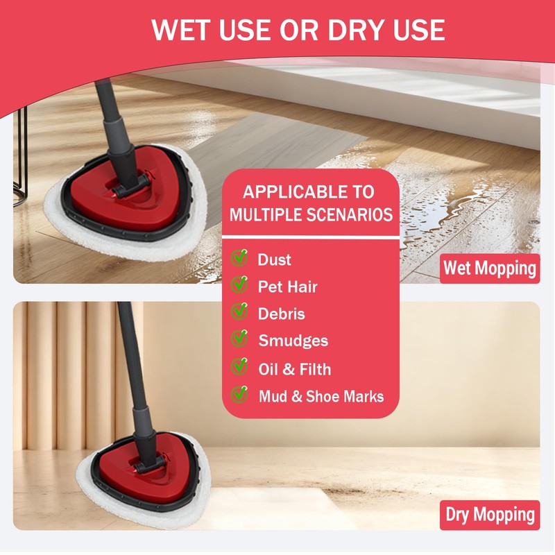 Triangule Flat Mop Replacement Pads, Spin Mop Pad Replacement, 5