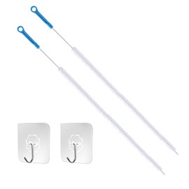 2 Pack Long Cleaning Brushes with 2 Piece Hooks, Drain Cleaning Brush, Pipe Cleaning Brush, Bathroom Kitchen Sink Cleaning Hose Brush, Hair Cleaning Brush(28")