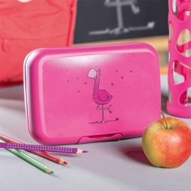 Leonardo Bambini 022860 Lunch Box for Children, Pack of 1, Colourful Lunch Box with Animals, BPA-Free, Dishwasher Safe Breakfast Box, Pink, 19 cm Wide