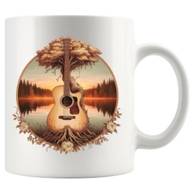 Panvola Acoustic Guitar Tree By The Lake Guitarist Gifts Guitar Player Boyfriend Husband Dad Brother Guitar Lover Gifts Musicians Novelty Drinkware Ceramic Mug 11 oz White