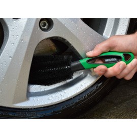 ADVANTUSE - Wheel Brush with Coated Wire to Prevent Scratches - For Cleaning Alloy Wheels and Steel Rims