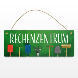 Rechenzentrum Metal Sign L in 10.5 x 28 cm with Garden Tools