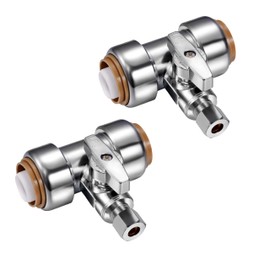 Pronese 2Pack LF Premium Brass 3/4Inch Push to Connect x 3/4Inch Push x 1/4" Compression OD Straight Stop Valve,1/4 Turn for Pex,Copper,CPVC,PE-RT,HDPE