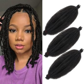 Mscat 25,4 cm vorgetrennte, federnde Afro-Twist-Haarverlängerungen, Kunsthaarverlängerungen, 3 Packungen, Marley Twist Crochet Braiding (8 Strähnen/Packung, 1B#)